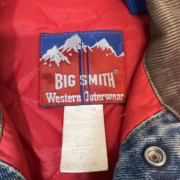 Vintage Big Smith Mens Quilt Lined Denim Distress Jacket Corduroy Collar L? - Picture 13 of 16